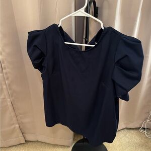 Navy Puff Sleeve Top #2012